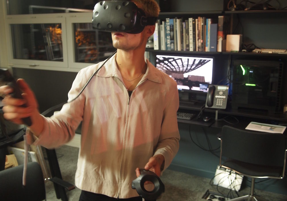 AR/VR with Rhino3d Meeting - Photo of attendee trying out VR hardware