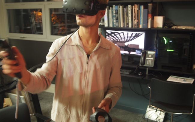 AR/VR with Rhino3d Meeting - Photo of attendee trying out VR hardware