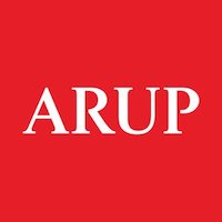 Arup Logo, Red Box with White Out Arup wording.