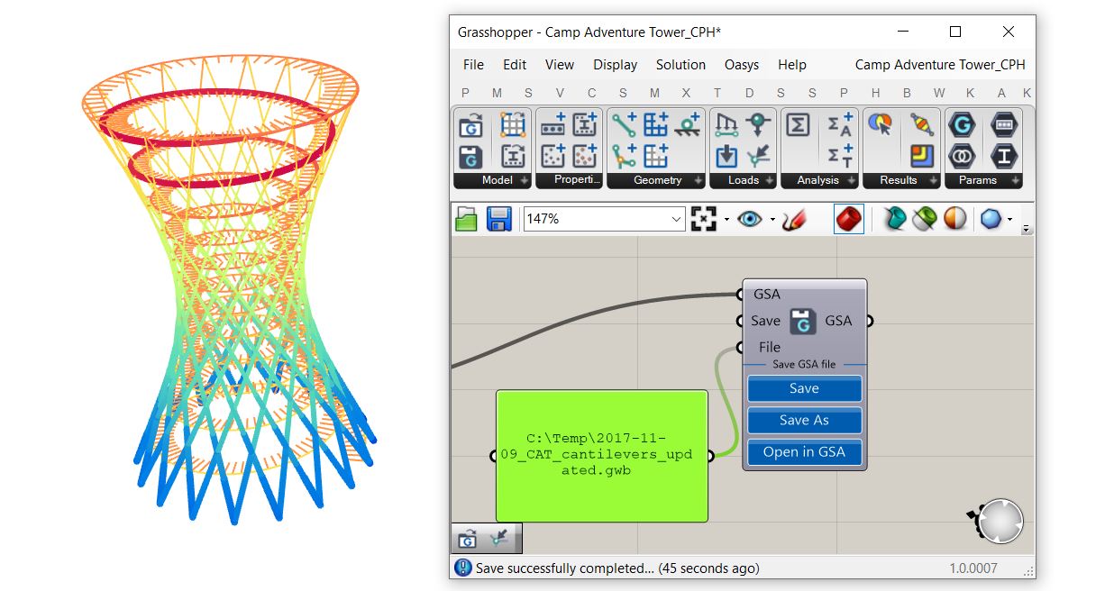 Screenshot of Grasshopper Script and Output