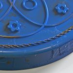 Close up of a 3D modelled disc rendered in Blue with KeyShot software