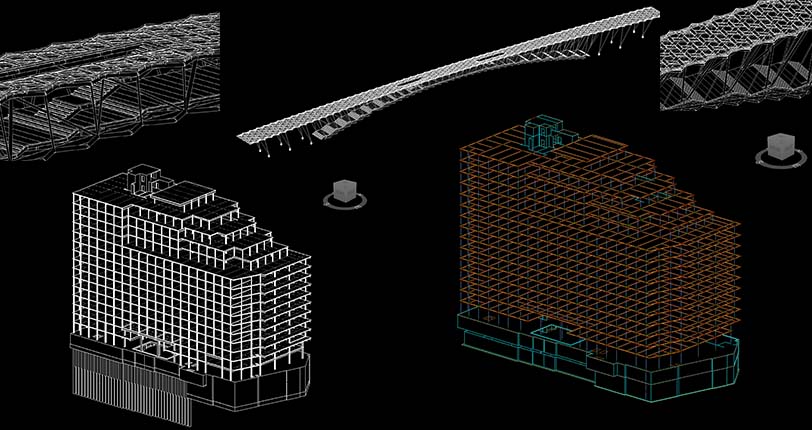 Montage of images from the AKT II Rhino.Inside.Revit Presentation at the Rhino3D Meeting