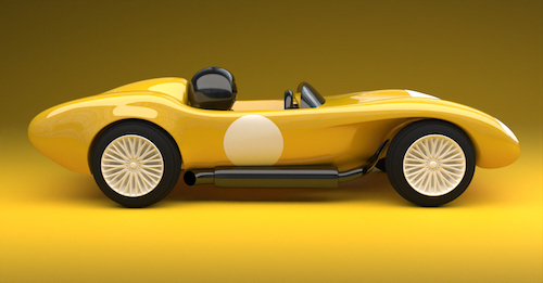 A yellow coloured concept design for a racing car.