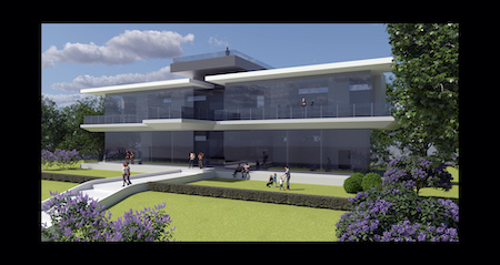 An architectural scene rendered with V-Ray 6 for Rhino