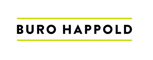 Buro Happold landscape logo. Black name type in capitals with green horizontal line above and below type.