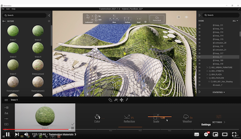 Screenshot from a Twinmotion scene where vegetation is being selected