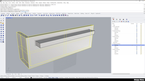 Screenshot showing a Rhino3D interface of a building section.