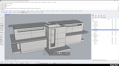 Screenshot showing a Rhino3D interface of a building section.