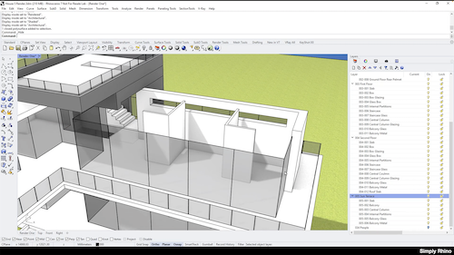 Screenshot showing a Rhino3D interface of a building section.