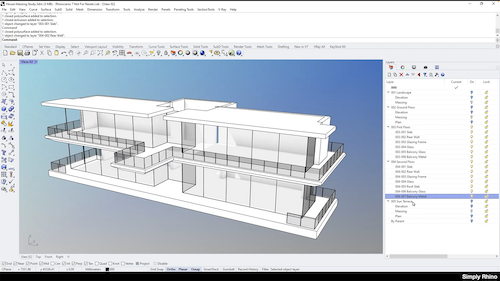 Screenshot showing a Rhino3D interface of a building section.