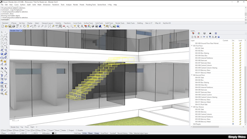 Screenshot showing a Rhino3D interface of a building section.
