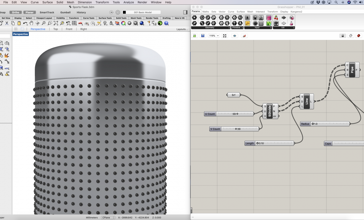 Screenshot of Rhino v6 for Mac using Grasshopper
