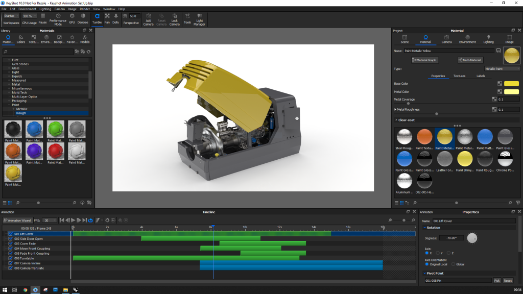Screenshot of KeyShot 10 Interface from Part Animation Video Tutorial