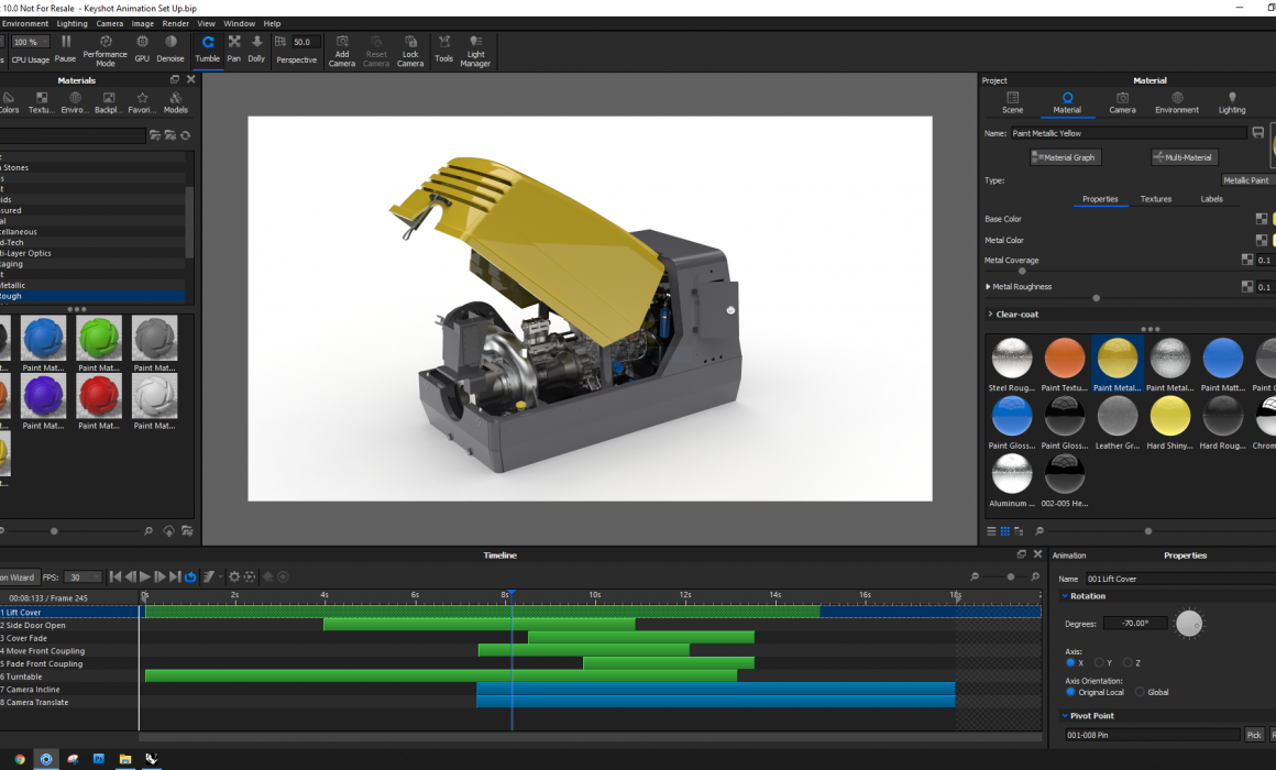 Screenshot of KeyShot 10 Interface from Part Animation Video Tutorial